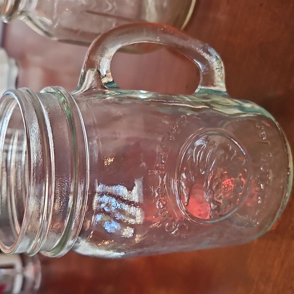 Glass Canning Jar Drink Mugs Beer Lemonade 2 Unmatched - Picture 3 of 8